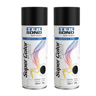 kit 2 Tinta Spray Preto Fosco Super Color Uso Geral 350ml/250g Tek Bond em Oferta na Shopee