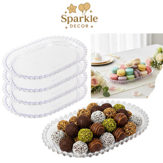 Kit 10 Bandejas Oval Pérola 20x13 cm – Ideal para Doces, Cupcakes e Mini Porções