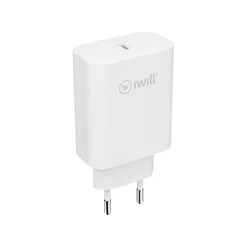 Carregador Turbo USB-C 33W Tipo C Carregamento Rápido PD PPS Tomada Bivolt Branco iWill