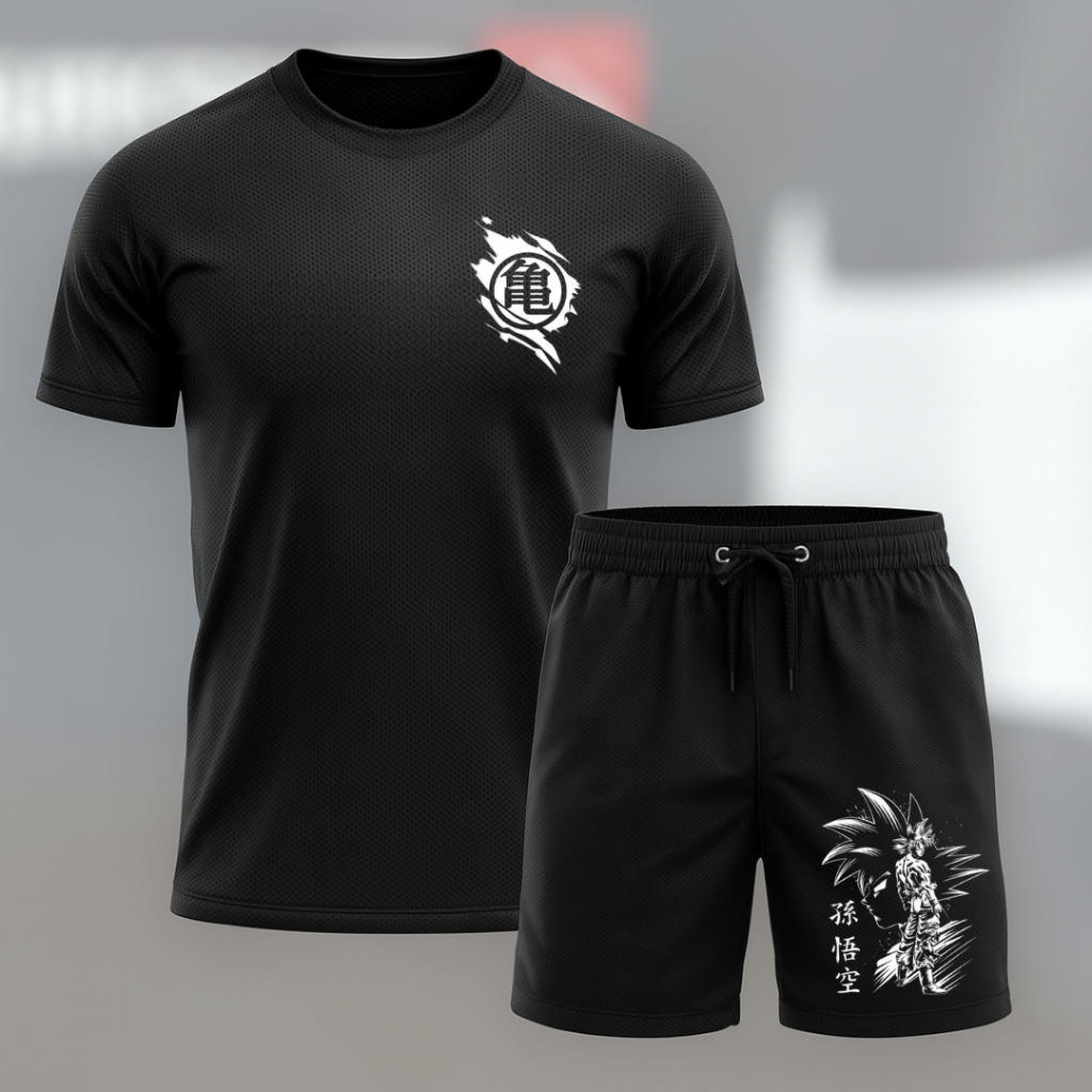 Kit Conjunto 1 Short 1 Camisa Dry fit - Bermuda Tactel Mauricinho Esportivo Academia Slim GK