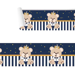 Faixa Decorativa Adesiva Urso Principe Azul Marinho Infantil quarto menino