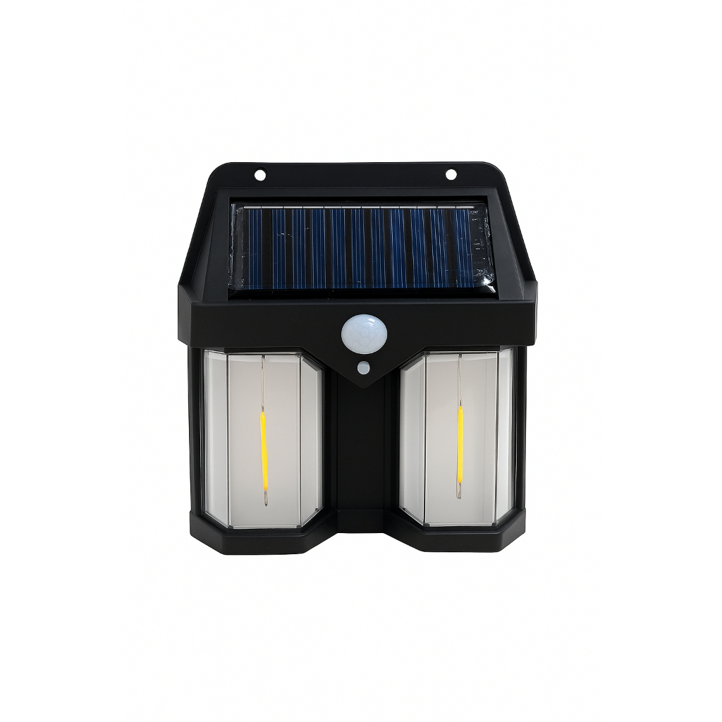 Kit Luminaria Solar LED Lâmpada Dupla De Parede Com Sensor de Presença Movimento IP66 Impermeável