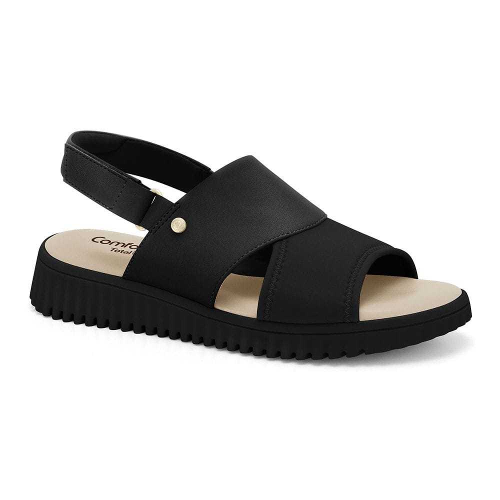 Sandália Papete Comfortflex Feminina Anatômica Chiffon Confortável Macia Promoção dia a dia11349