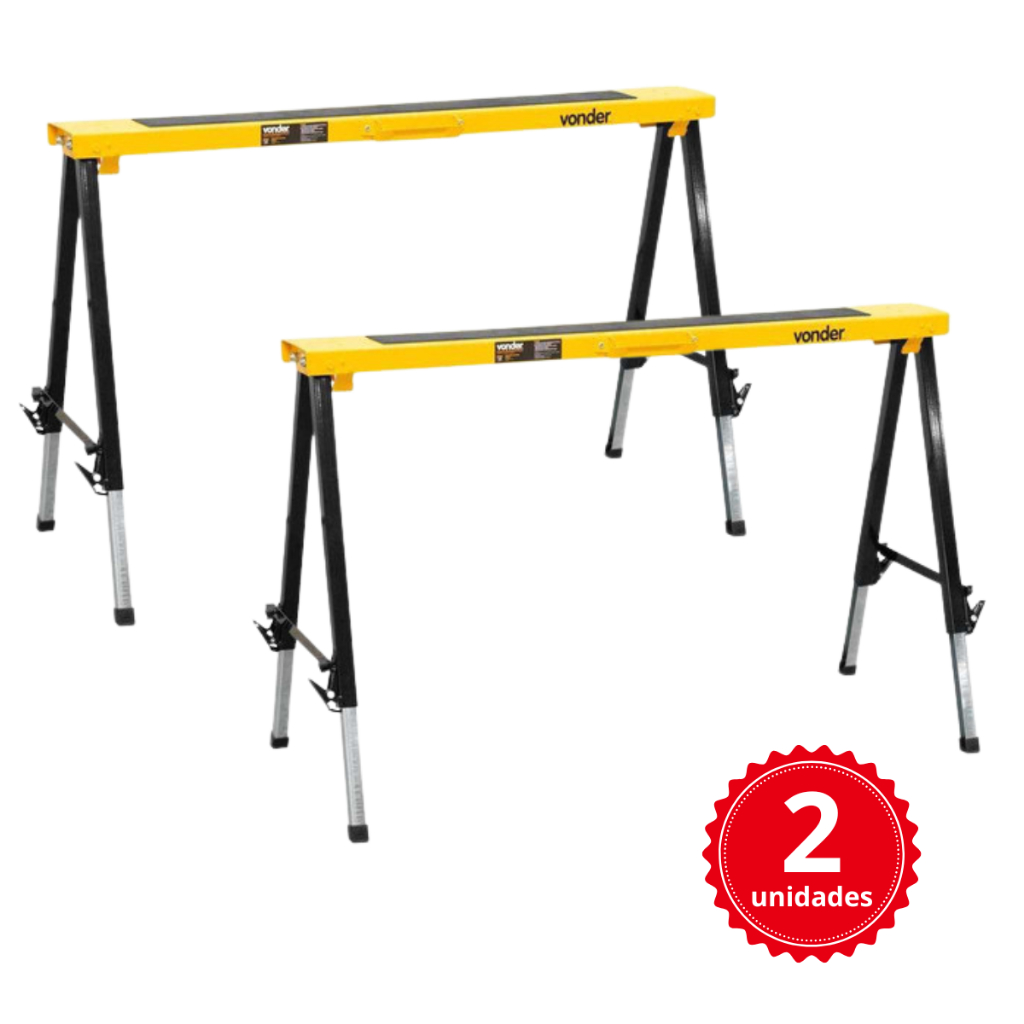 Kit com 2 Cavaletes Metálico Portátil Capacidade 150 kg Vonder em Oferta na Shopee