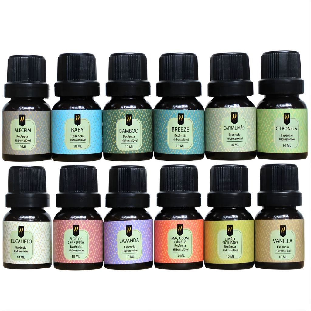 Kit 12 Essências Aromáticas 10ml Para Difusor Umidificador Aromatizador Aromaterapia – Nattuaromas