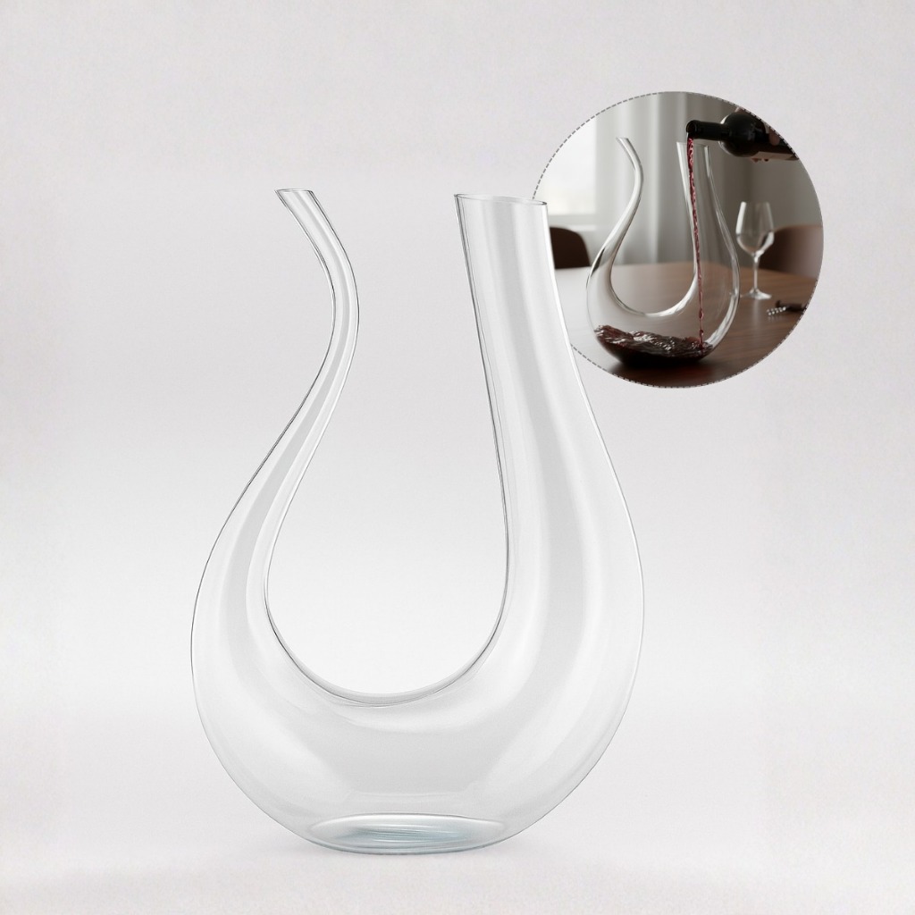 Decanter De Cristal Em U 1,3l Para Vinho Tinto Decantador De Vidro Elegante Premium