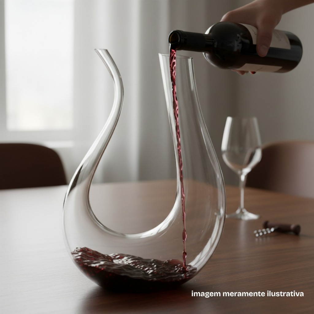 Decanter De Cristal Em U 1,3l Para Vinho Tinto Decantador De Vidro Premium Elegante