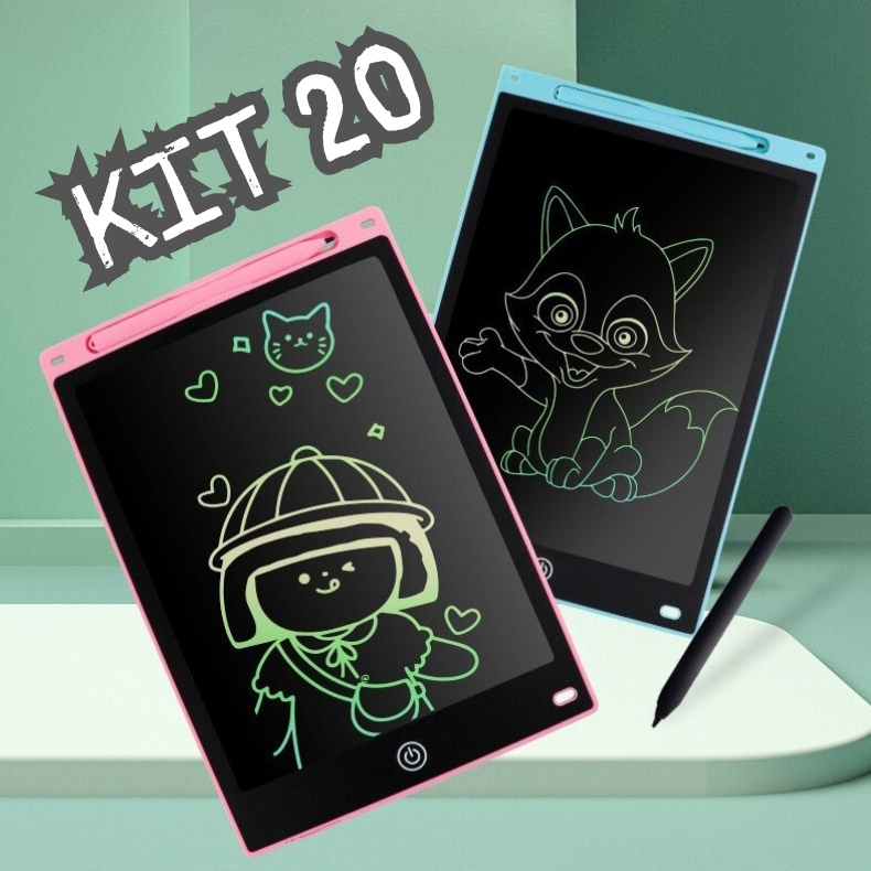 Kit com 20 Lousas Mágicas LCD 8,5″ – Tablet Infantil Criativo para Desenho e Escrita