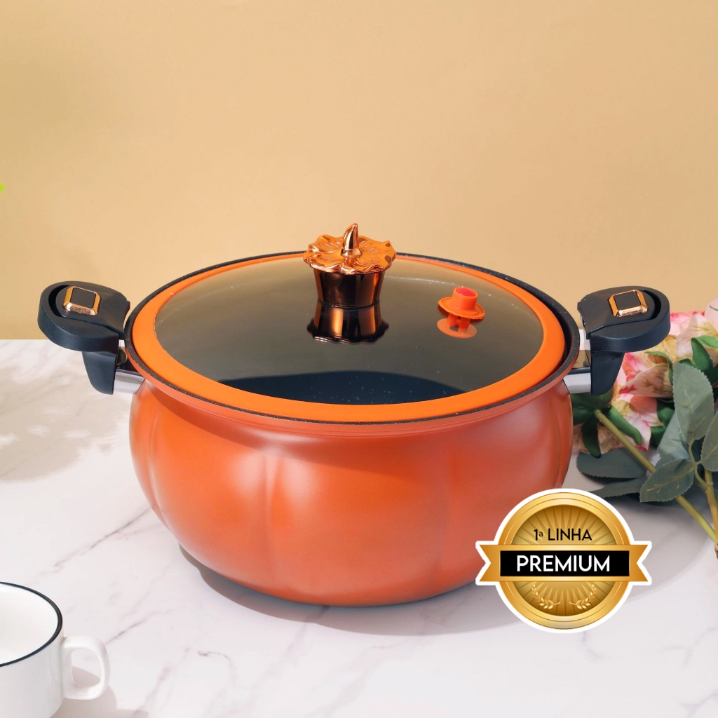 Panela Micro Pressão 8L Caçarola Antiaderente Tampa de Vidro Fogão Indução e Gás em Oferta na Shopee