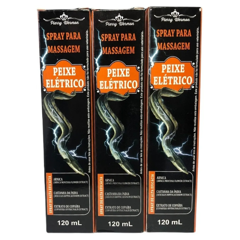 Kit c/ 3 Spray para Massagem Peixe Elétrico Pierry Wermon 120ml