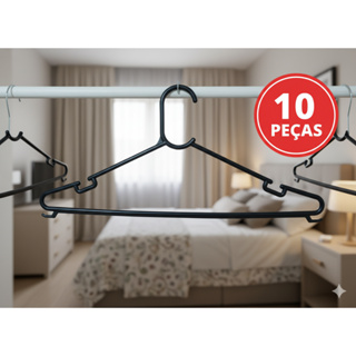 Kit de Cabides Adulto Economic preto de plástico Envio Imediato kit com 10, 20, 30 e 50 suporta ate 2KG em Oferta na Shopee