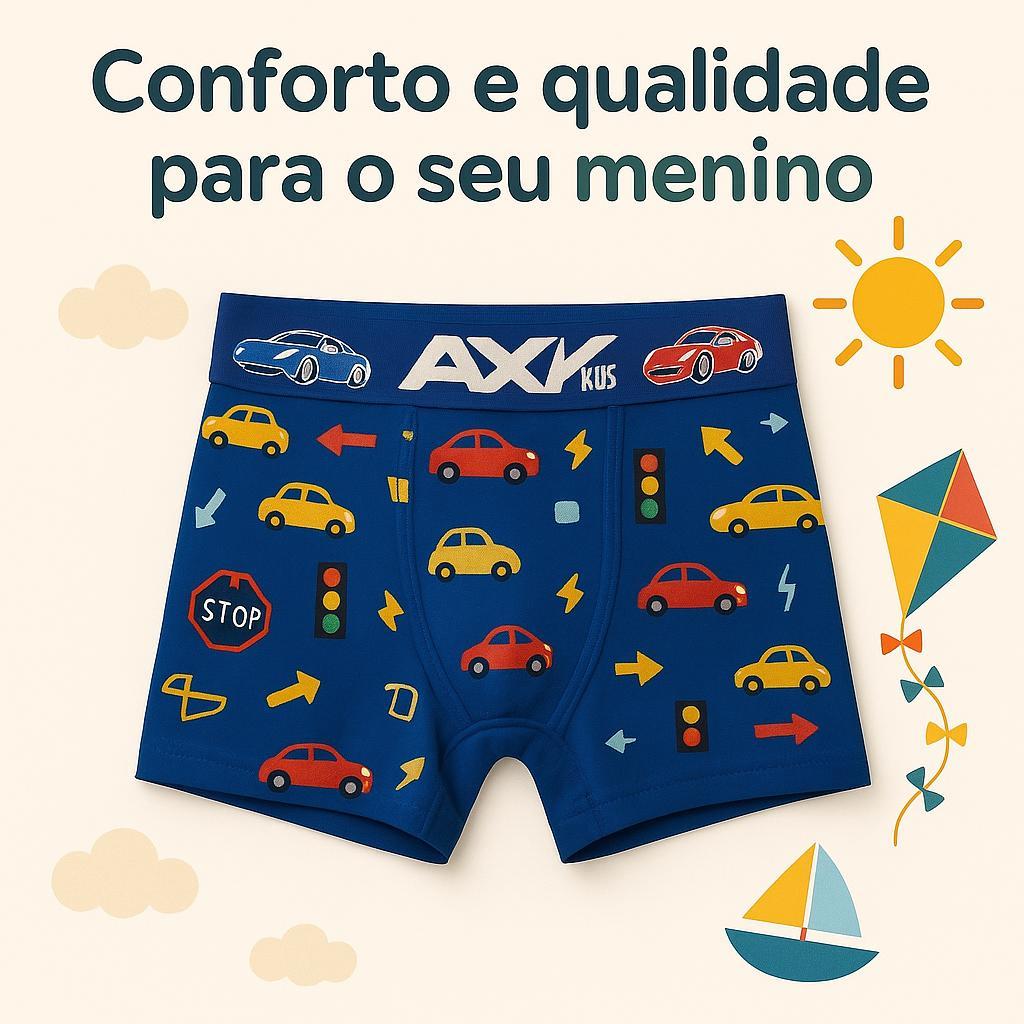 Kit Com 10 Cuecas Boxer Juvenil