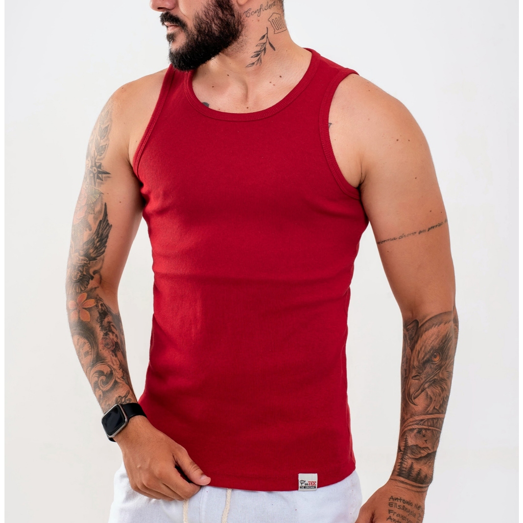 Regata Masculina Americana Canelada Premium Básica Academia Fitness Alto Padrão