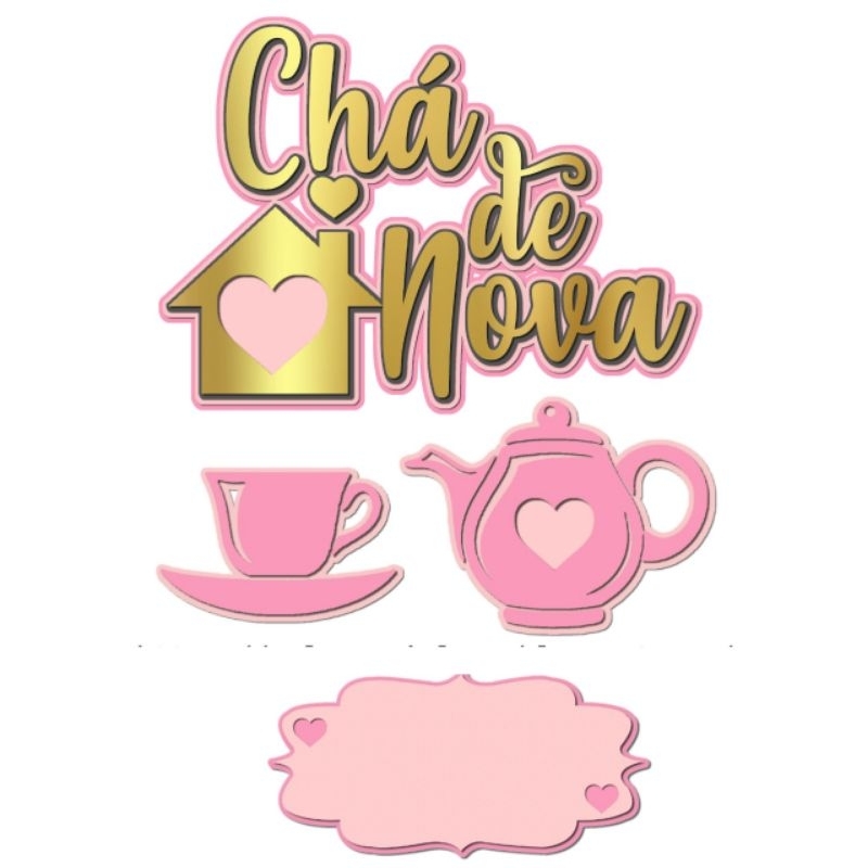 Topo de bolo Chá de Casa Nova personalizado com nome em Oferta na Shopee