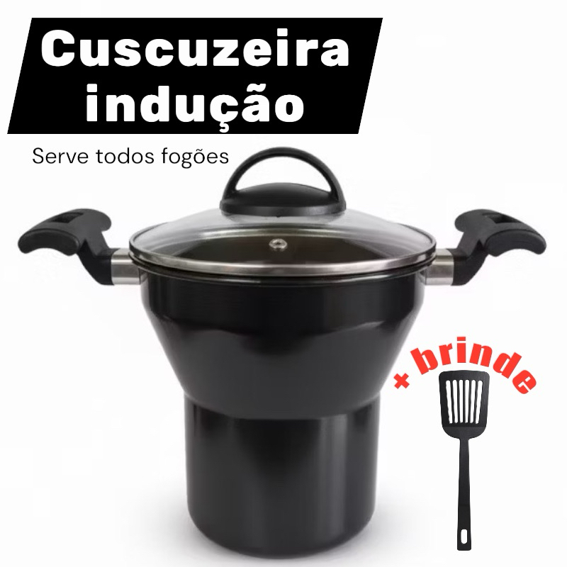 Cuscuzeiro indução serve todos os fogoes inclusive indução Esmaltado Preto
