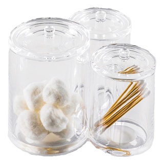 Organizador de Maquiagem Gaveta Porta Algodão Cotonete Disco Triplo Com Tampa Multiuso em Oferta na Shopee