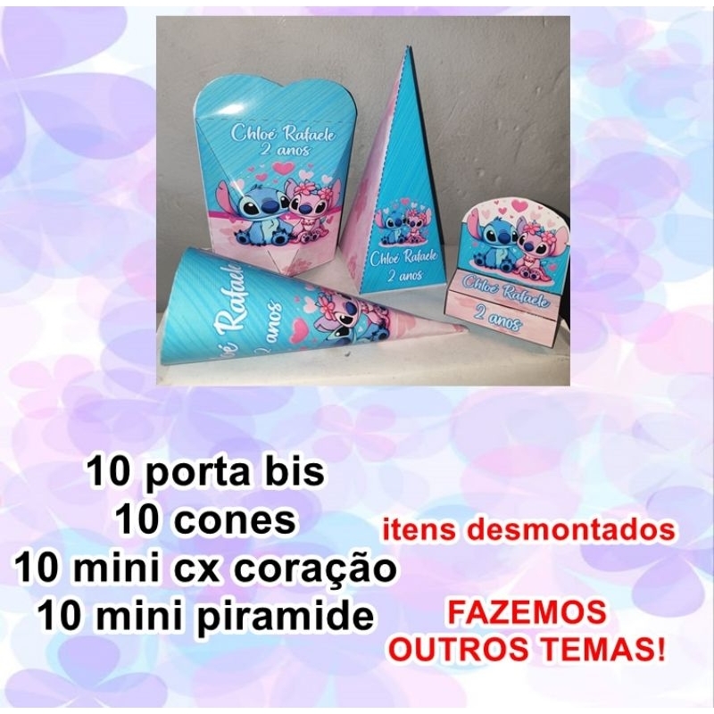 kit 40 itens personalizado Stitch e Angel