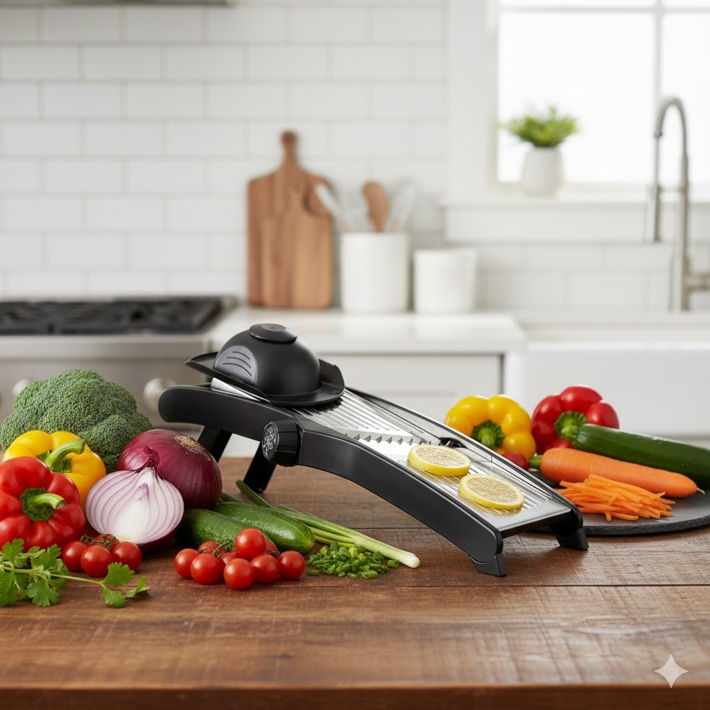 Cortador Fatiador de Legumes Mandoline Preto 5 Opções de Corte Ecolumi