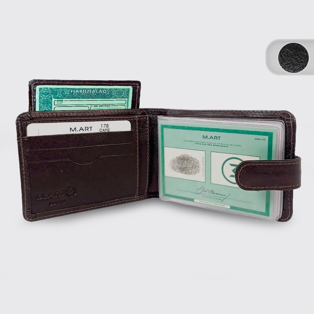 Carteira Couro Legítimo Botao com Porta Cartao Masculina M.Art 178 em Oferta na Shopee