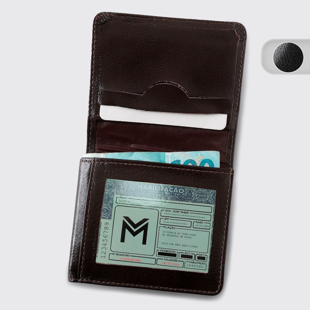 Carteira Couro Legítimo Tripla Pequena CNH Masculina M.Art 59 em Oferta na Shopee