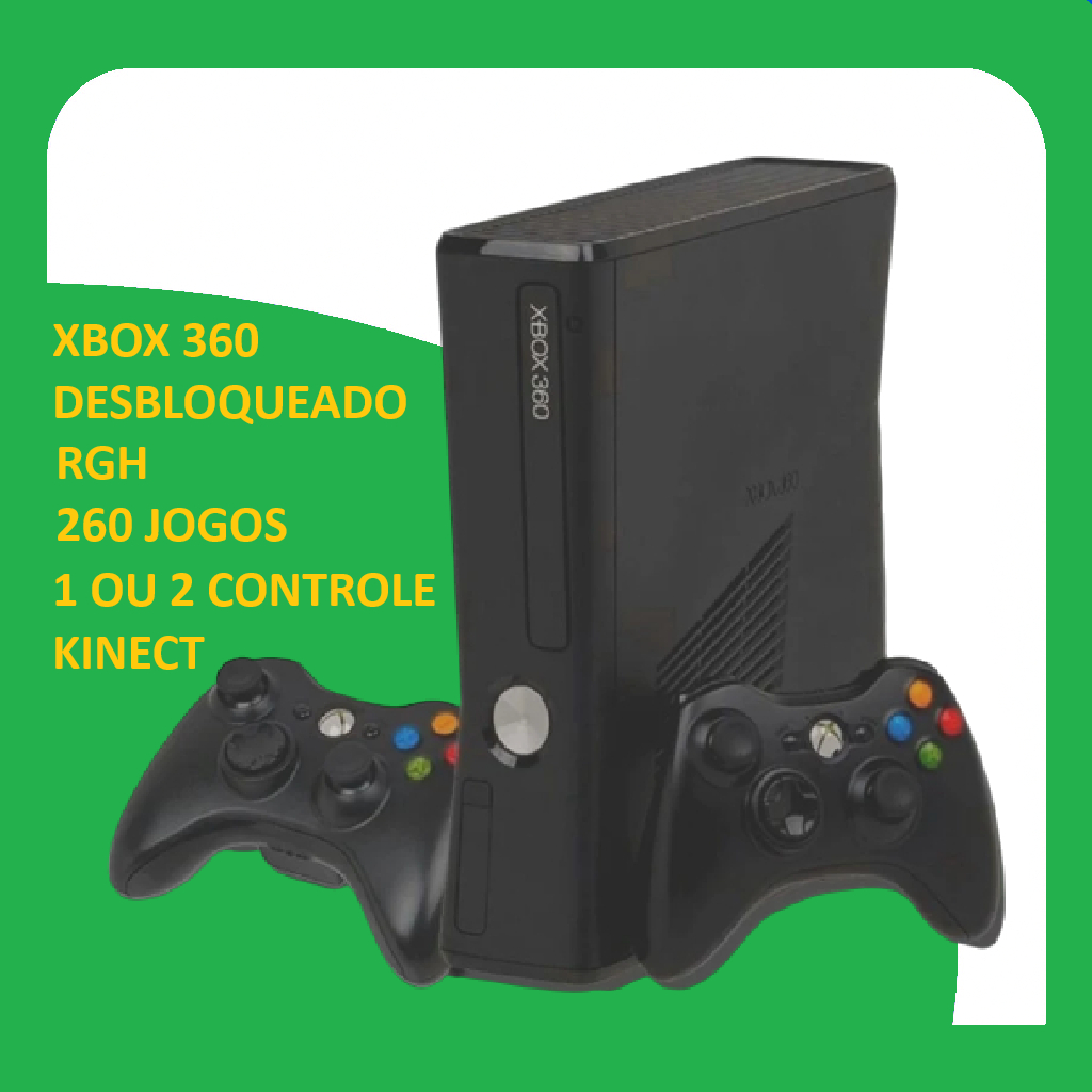 xbox 360 desbloqueado RGH+260 jogos controle com fio Microsoft