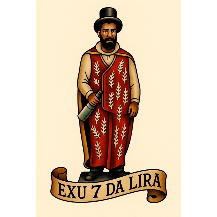 Quadro Decorativo Exu 7 da Lira - Estilo Old School 60x40cm