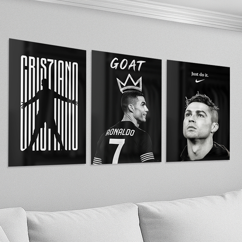 Placas Decorativas 03 Quadro Cristiano Ronaldo, CR7, Real Madrid, GOAT, Futebol, quadro cr7