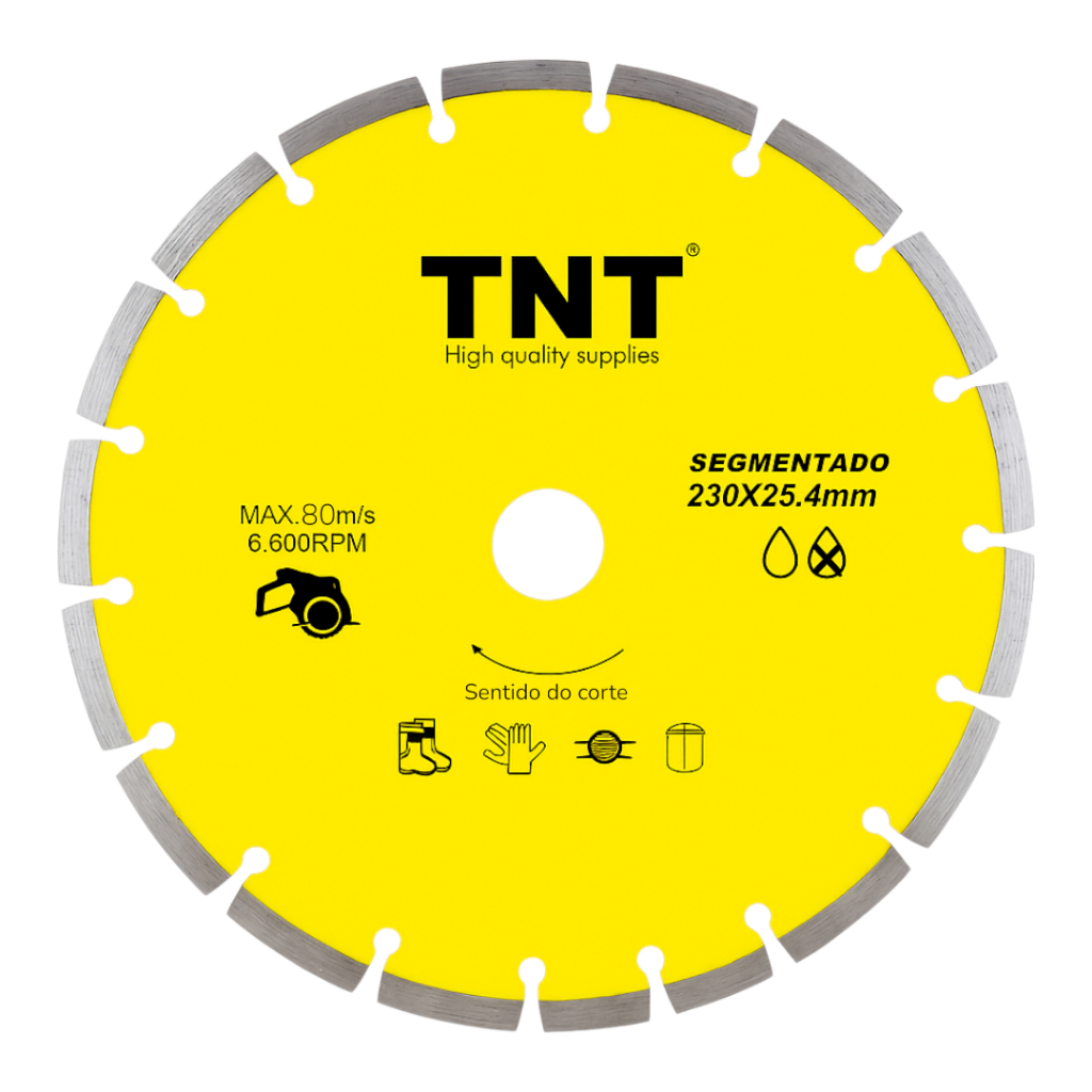 Disco Diamantado TNT 230mm (9") Segmentado para Concreto, Pedra e Materiais Duros