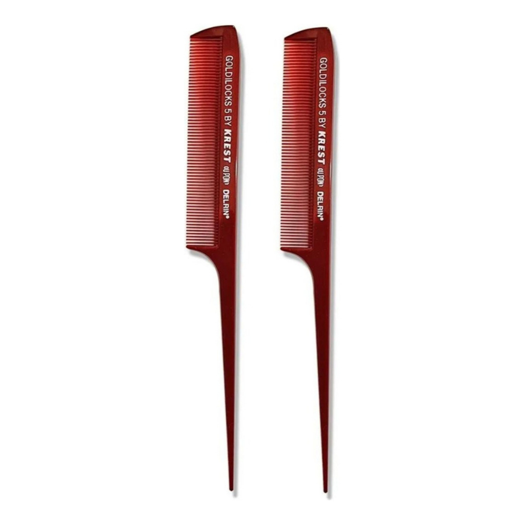 Kit 2 Pentes 5by Krest Goldilocks Para Mechas Cabo Fino Profissional Cor Vermelho