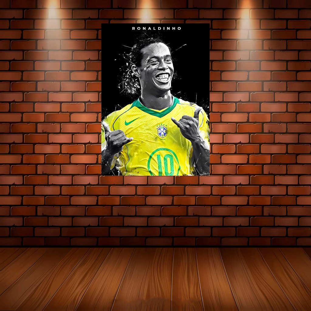 Quadro Decorativo 1 Peça Jogador Ronaldinho Gaúcho Seleção Brasileira