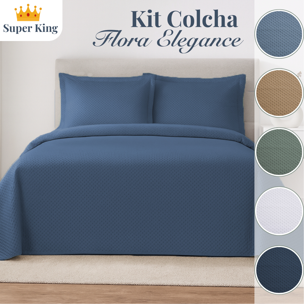 Kit Colcha Cobre Leito Super King 3 Peças Toque Super Macio Várias Cores Flora Elegance Habitat em Oferta na Shopee