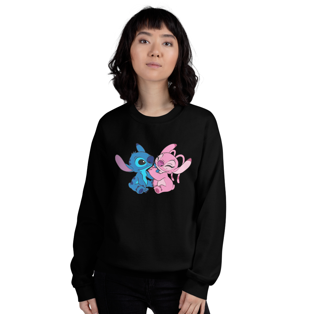 Blusa Moletom Flanelada Estampa Lilo Stitch Casal Modelo Sem Capuz Alta Qualidade