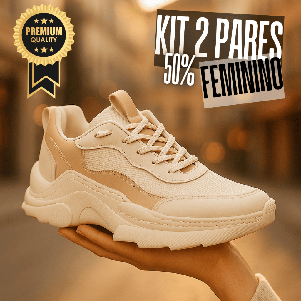 Kit 2 Pares Tênis Feminino Tratorado Moderno Casual Confortável e Estiloso