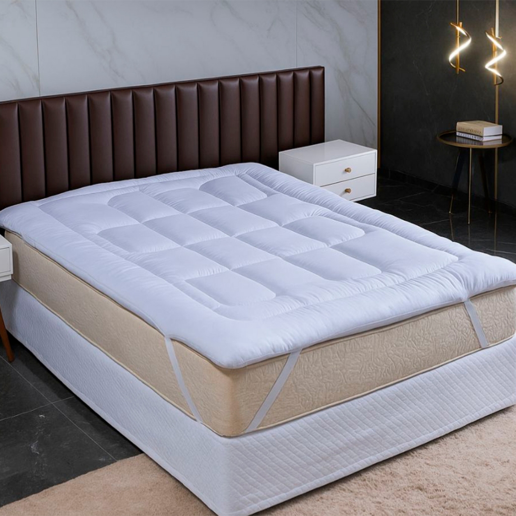 Pillow Top Protetor de Colchão Macio Quarto Hotel Edredom com Elásticos e Enchimento Manta 400