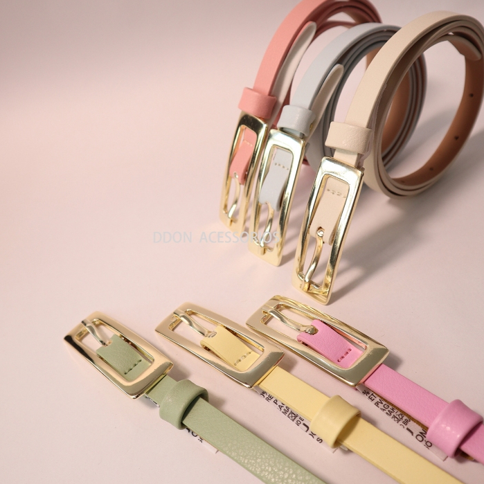 Cinto feminino fino 1cm com fivela retangular design minimalista em Oferta na Shopee