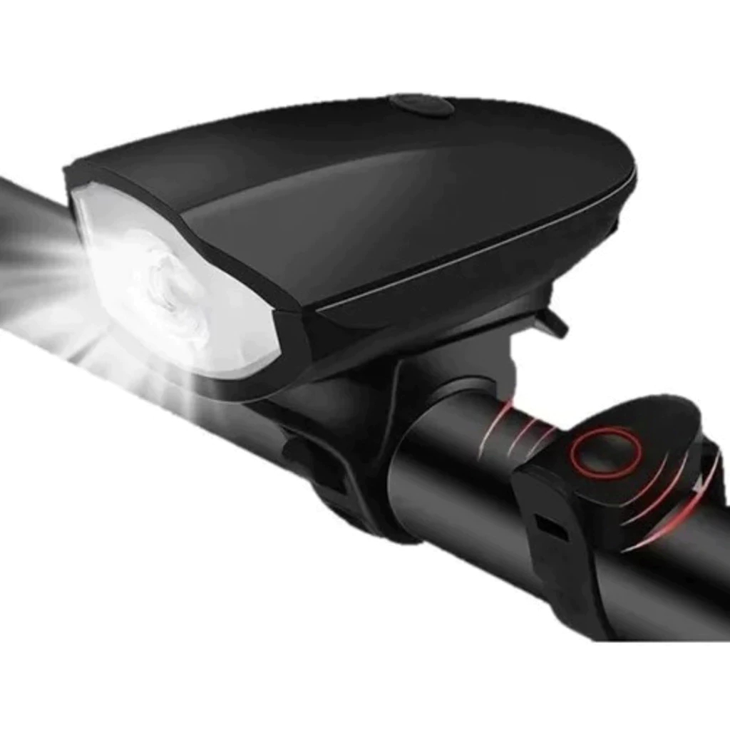 Lanterna Farol Para Led Com Buzina Recarregável Usb 250 Lumens Bicicleta Bike