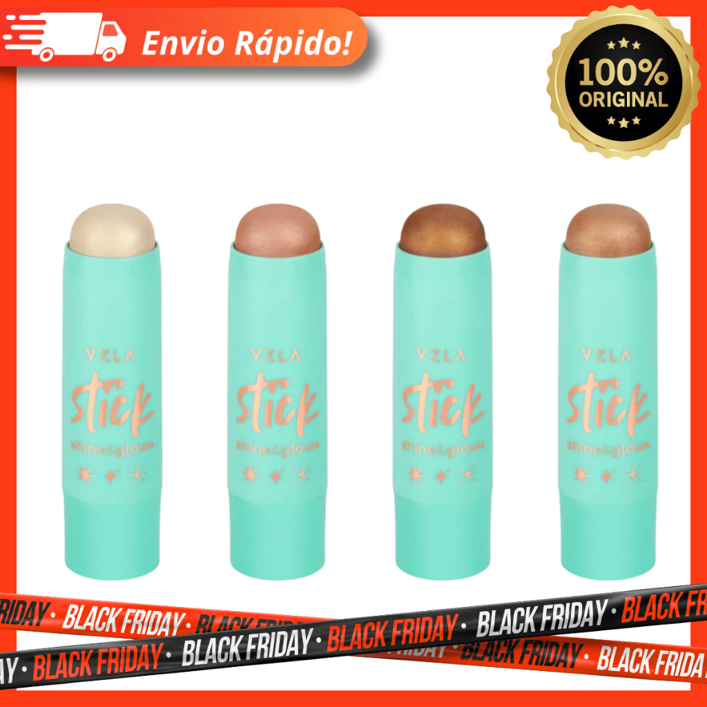 Iluminador Cremoso Stick Shine & Glow Fácil De Aplicar E Esfumar Brilho Espelhado - Vizzela 7g 100% Original