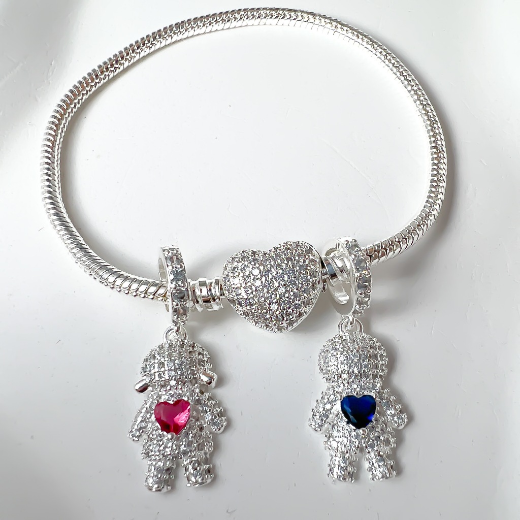 Pulseira Berloque Menina Menino Casal Prata 925