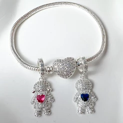 Pulseira Berloque Menina Menino Casal Prata 925
