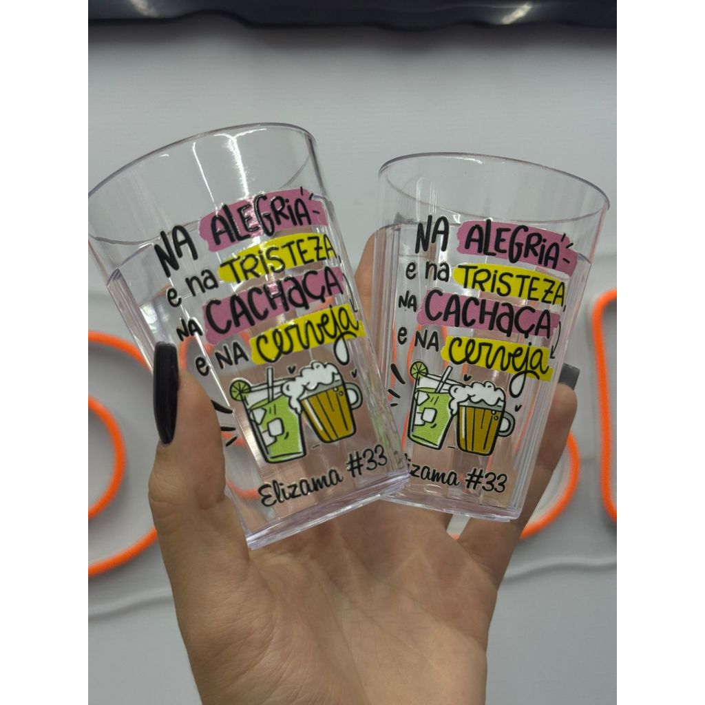 Kit 40/50/60/70/80 ou 100 - Copo Americano 190 ml Personalizado - Copo Bar de acrílico.
