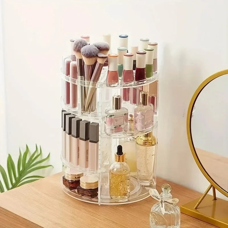 Organizador de maquiagem em Acrilico Giratório 360 Suporte de Cosméticos Porta Perfumes Hidratante.