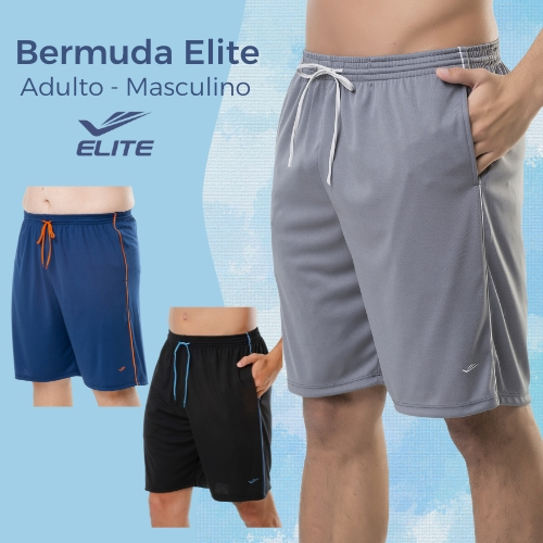 Bermuda Masculina Elite Calção Short Esportivo para Academia Futebol com Cordão Cinza Black Friday