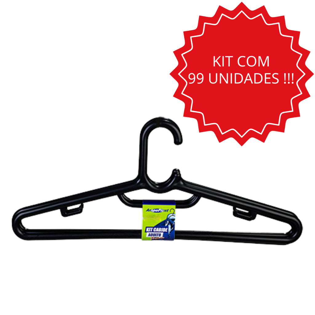 Kit 99 Cabides Adulto Premium AmpePlast Reforçado Cabidão para Casacos Ternos Blazer e Roupa Pesada