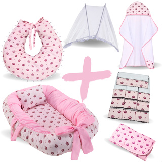 Kit Toalha Bebê + Ninho Redutor + Almofada + Trocador Portátil + Mosquiteiro +Fralda de Boca em Oferta na Shopee