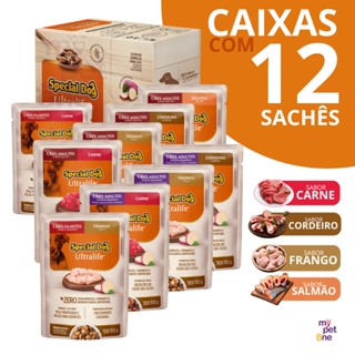 Caixa 12 Sachê Premium Para Cães Special Dog em Oferta na Shopee