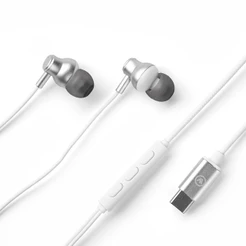Fone de Ouvido com Fio USB-C Tipo C Intra-Auricular com Microfone Celular Branco Neo Easy iWill
