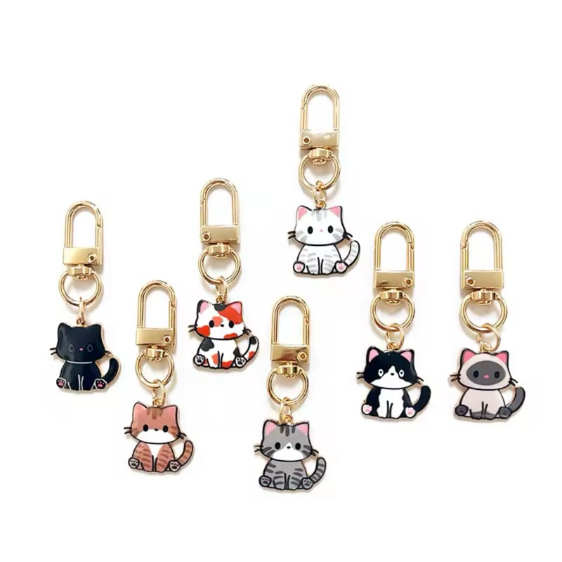 Chaveiro Gatinho Fofo Pet em Metal Esmaltado – Várias Cores | Acessório para Bolsa, Mochila e Chaves