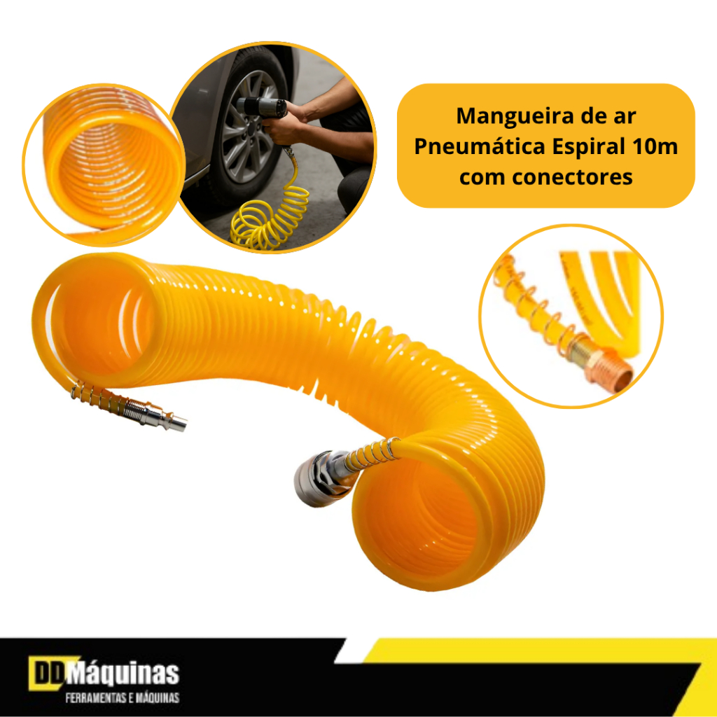 Mangueira de Ar Pneumática Espiral 10M Com Conectores - FASTERR em Oferta na Shopee