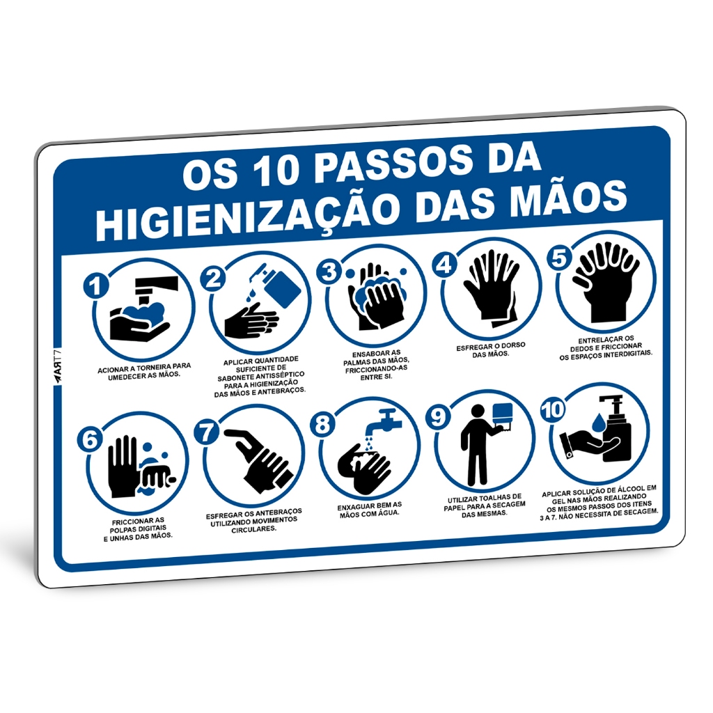 Placa Orientação Os 10 Passos Da Higienização Das Mãos