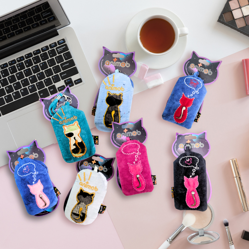 Carteira Porta cartão animob Bolsinha Camurça Estampa Logo Marca